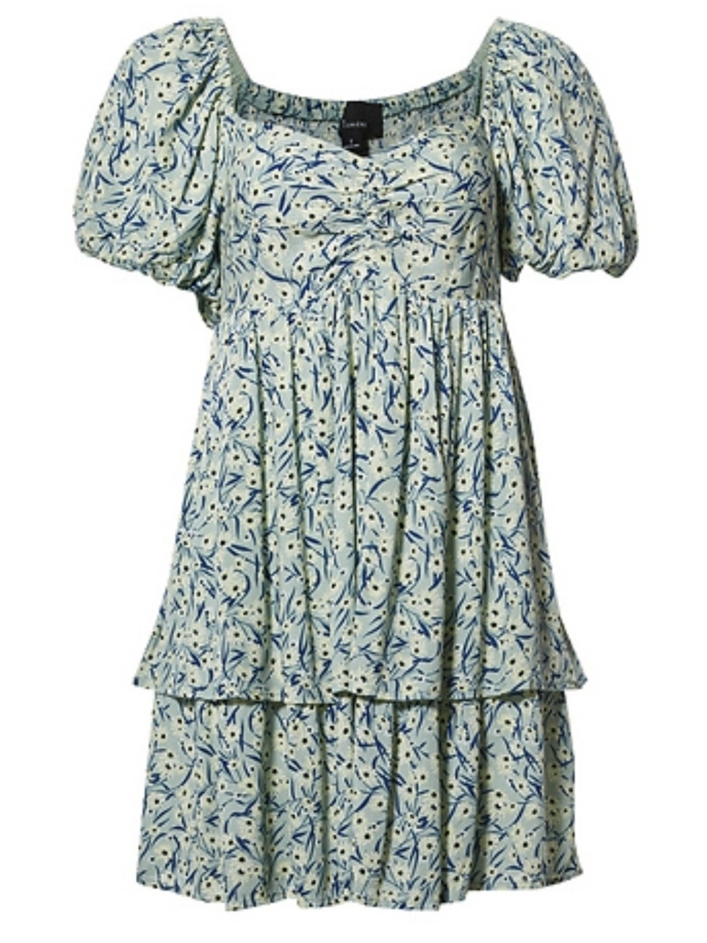 NWT•Lumiere Floral Smocked Tie-Front Ruffle Mini Dress• Sage Green